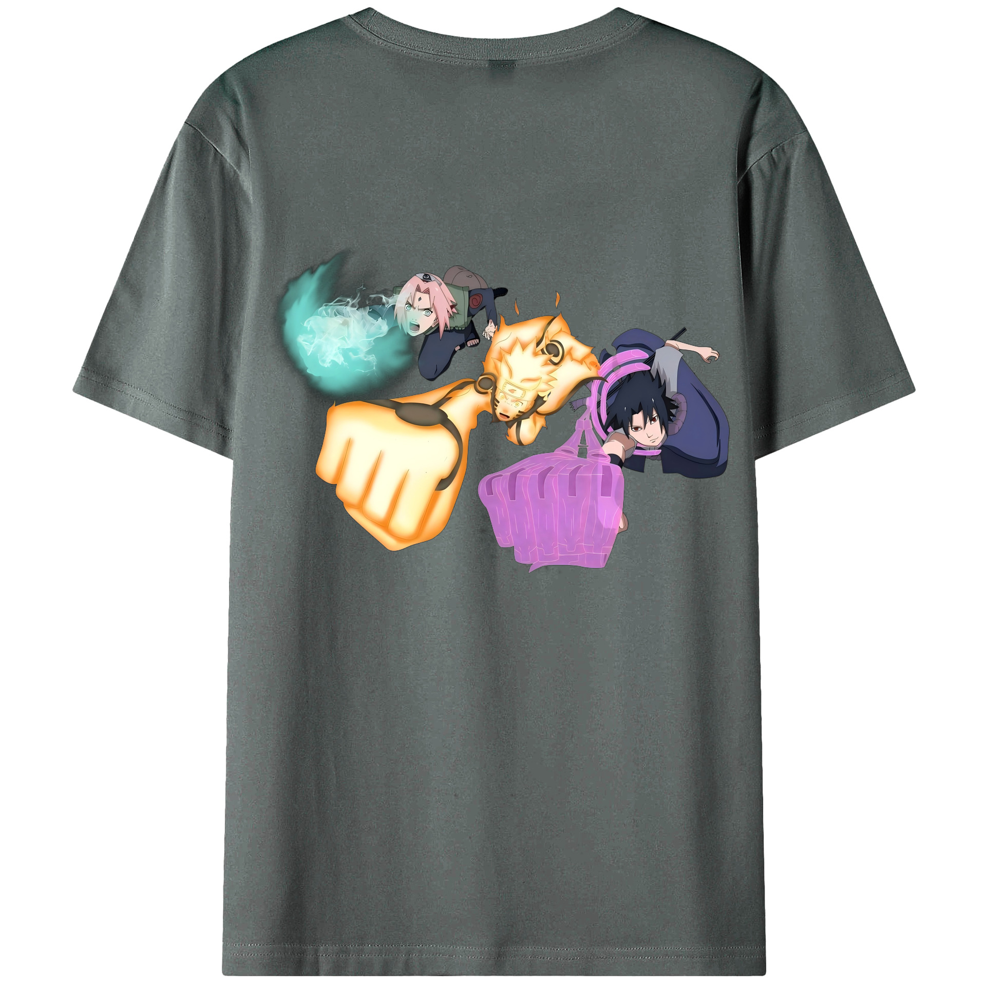 （画像用） NARUTO -ナルト- うずまき ナルト Uzumaki Naruto 綿100％ メンズ半袖Tシャツ（バックプリント） 通気性